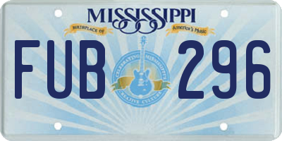 MS license plate FUB296