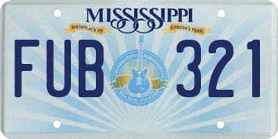 MS license plate FUB321