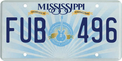 MS license plate FUB496