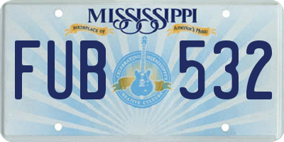 MS license plate FUB532