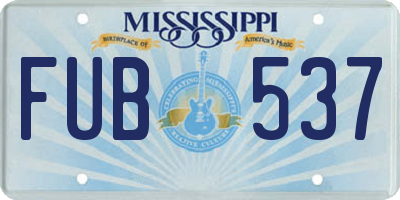MS license plate FUB537
