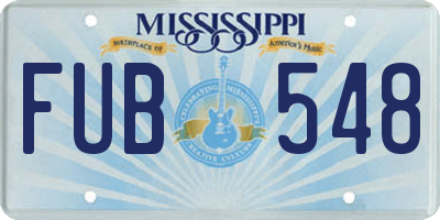 MS license plate FUB548