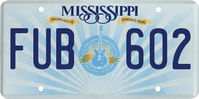 MS license plate FUB602