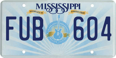 MS license plate FUB604