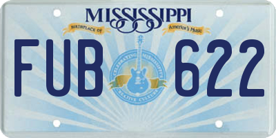 MS license plate FUB622