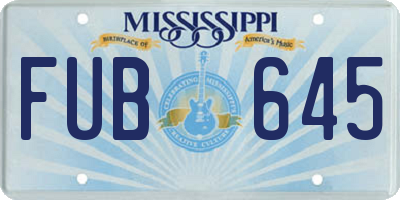 MS license plate FUB645