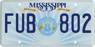 MS license plate FUB802