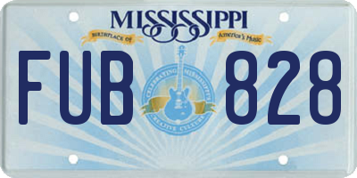 MS license plate FUB828