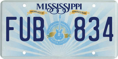 MS license plate FUB834