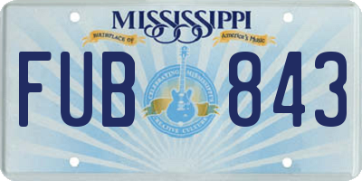 MS license plate FUB843