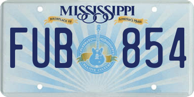 MS license plate FUB854