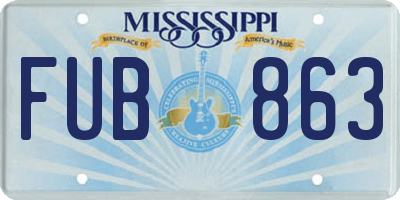 MS license plate FUB863
