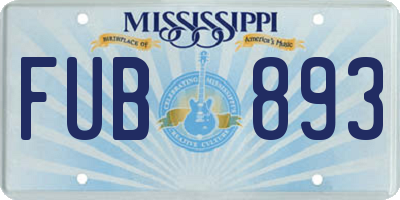 MS license plate FUB893