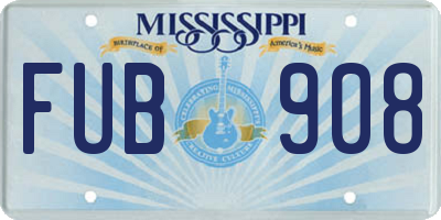 MS license plate FUB908