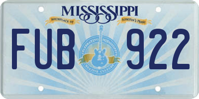 MS license plate FUB922