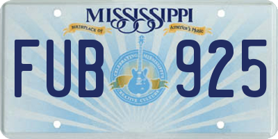 MS license plate FUB925
