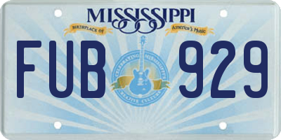 MS license plate FUB929