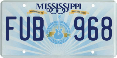 MS license plate FUB968
