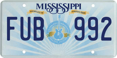 MS license plate FUB992
