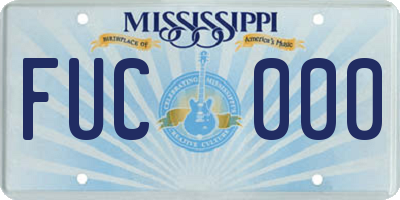 MS license plate FUC000