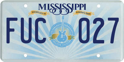 MS license plate FUC027