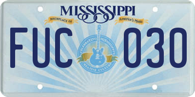 MS license plate FUC030