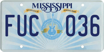 MS license plate FUC036