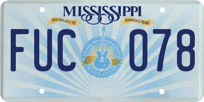 MS license plate FUC078