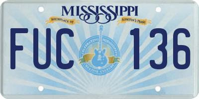 MS license plate FUC136