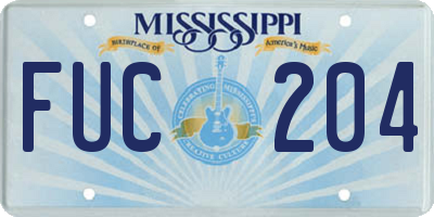 MS license plate FUC204