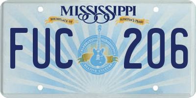 MS license plate FUC206