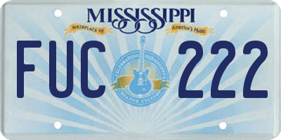 MS license plate FUC222