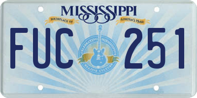 MS license plate FUC251