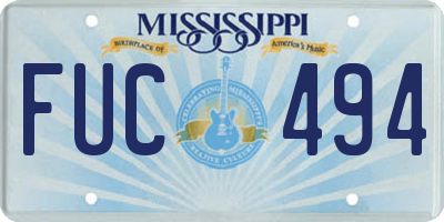 MS license plate FUC494