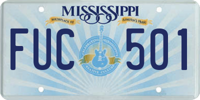 MS license plate FUC501