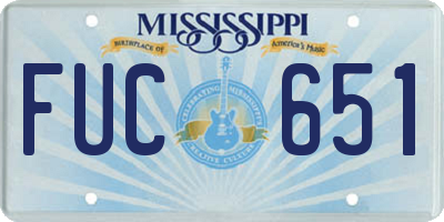 MS license plate FUC651