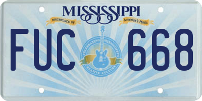 MS license plate FUC668