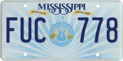 MS license plate FUC778