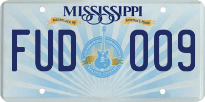 MS license plate FUD009