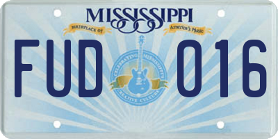 MS license plate FUD016
