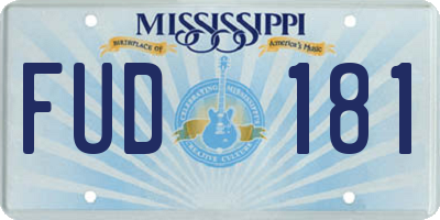 MS license plate FUD181