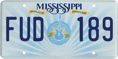 MS license plate FUD189