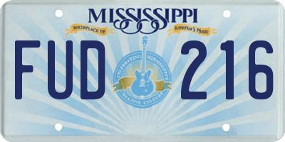 MS license plate FUD216