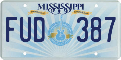 MS license plate FUD387