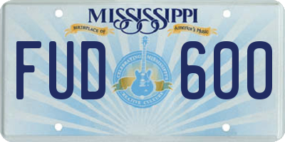 MS license plate FUD600