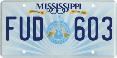 MS license plate FUD603