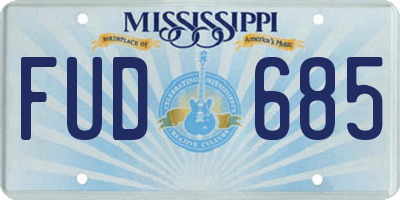 MS license plate FUD685