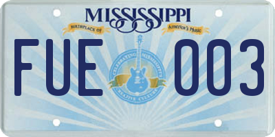 MS license plate FUE003