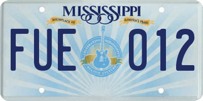 MS license plate FUE012