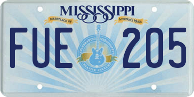 MS license plate FUE205
